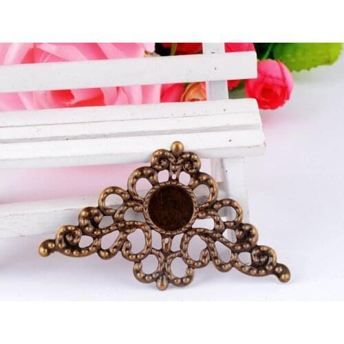MIAOCHI 5Pcs Antique Bronze Filigree Cabochon Setting Embellishments Connectors Decoration DIY 7.9x4.6cm F0426