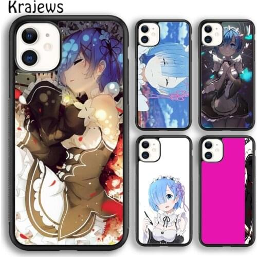Krajews Anime Re Zero Rem soft Phone Case Cover For iPhone 5s SE 2020 6s 7 8 plus X XS XR 11 12 mini pro max coque Shell