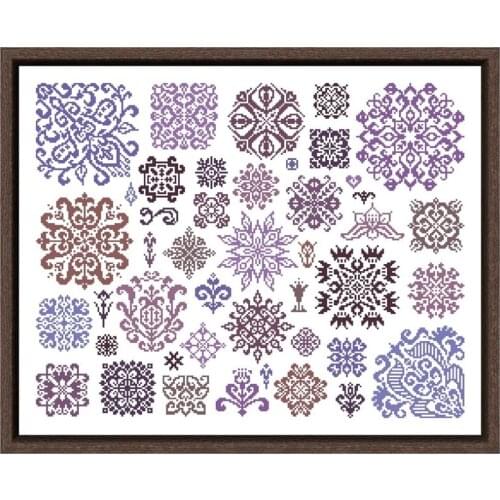 Beautiful purple floral pattern cross stitch kits aida 18ct 14ct 11ct unprint canvas cotton thread embroidery kits DIY craft set