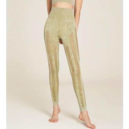 2021 New Seamless Yoga Pants High Stretch Leggings Trousers Breathable Mesh Top Fitness Womens Homewear Sportswear