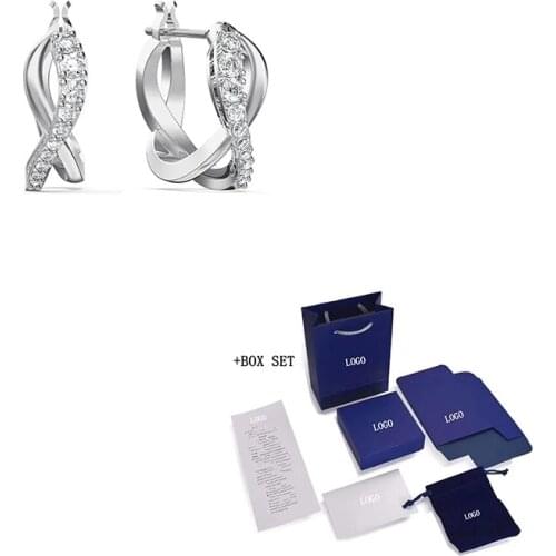 New White Gold Pierced Earrings Exquisite Interwoven Thread Decoration Female Romantic Luxury Jewelry Gift