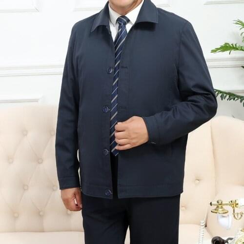 Autumn New Mens Jacket Solid Color Lapel Single-Breasted Coat Cotton Casual Fit Version Size M-4XL