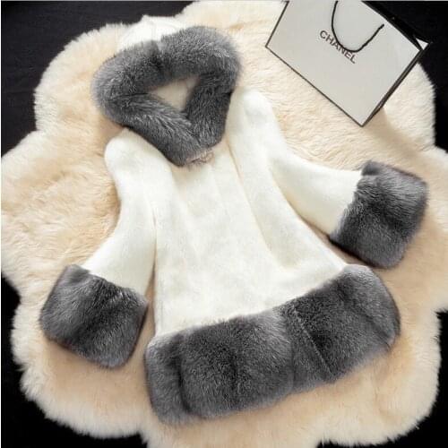 New imitation fur imitation fox fur collar whole mink long mink womens coat hooded coat imitation fur coat fur coat women