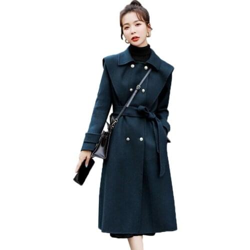 Woolen Coat Women New Autumn Winter Mid-length Windbreaker Fashion Korean Woolen Jacket Female Casual Outerwear Overcoat Top R83