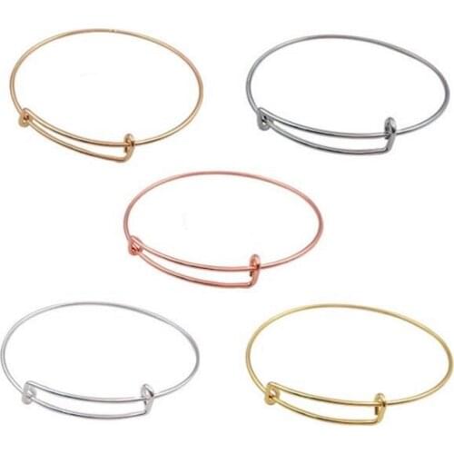 10pcs 70mm Adjustable Wire Blank Bangle Bracelet Expandable Bangle Bracelet for Handmade Jewelry DIY Bracelet Making Accessories