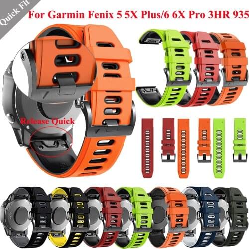 26 22MM Silicone Quick Release Watchbands Straps For Garmin Fenix 6X 6 Pro 5 5X Plus 3HR Smartwatch Easyfit Wrist Band Bracelet