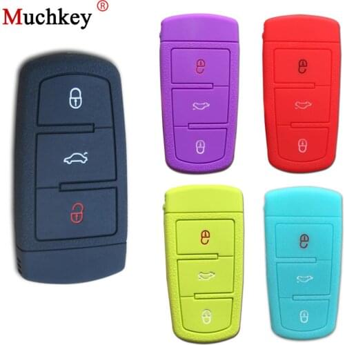 For Volkswagen VW CC Passat Silicone Case Holder Key Protection Smart Car Key Cover 3 Button Black Car Styling Accessories 1pc