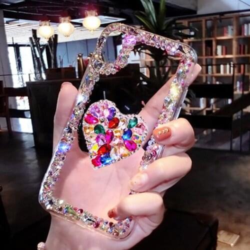 Sunjolly Diamond Case for iPhone 12 11 Pro Max 12 Mini Xs Max Xr X 6s 7 8 Plus 5s SE 3D Rhinestone Bling Phone Case Cover coque