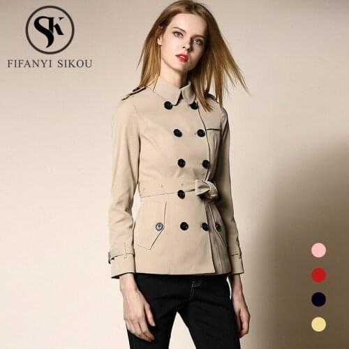 Classic Khaki Trench coat Women Fashion Double Breasted High quality Short Trench coat Lady Casual Business Outerwear 2020 New