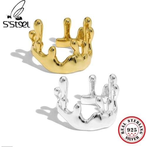 SSTEEL Irregular Designer Ring For Women Sterling Silver 925 Minimalist Gold Trendy Adjustable Ring 2021 Trend Fine Jewellery