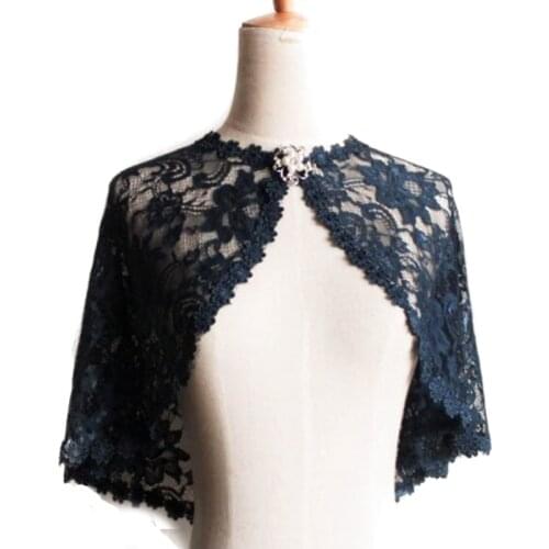 2019 Lace Bolero Woman Black lace Wraps Shawl With Brooch Spring Autumn Ladies Scarfs