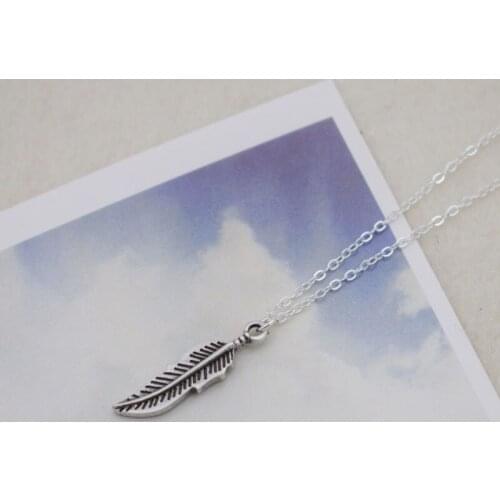Leaves Feather Pendant Neckalce For Women Wedding Engagement Lucky Jewelry