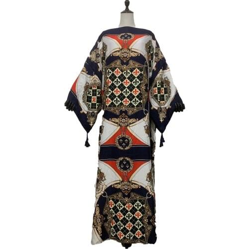 Oversize Malaysia Printed Cotton Length 145 Cm x 90 Cm Bohemian Long Sleeve Robe Dress Dashiki African Muslim Women BouBou Dress