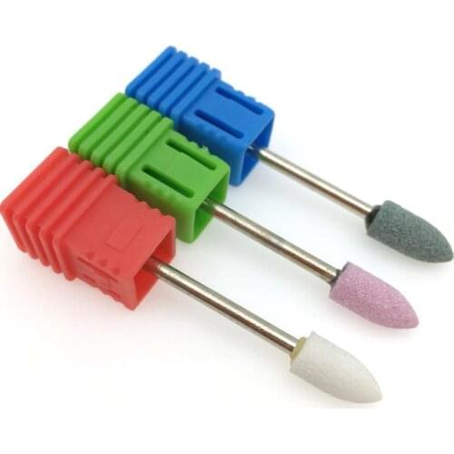 1PC Pointed Sharp Bur Nail Ceramic Stone Bits Korund Matieral Electric Nail Cutter Nail Drill Machine Nail File