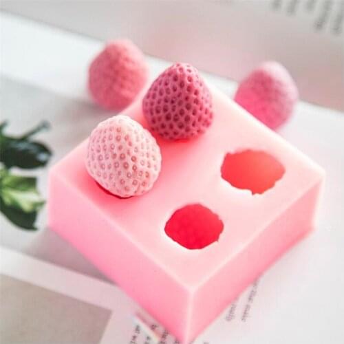 4 Holes Strawberry Fondant Cake Molds DIY Chocolate Candy Baking Molds Mousse Cake Decoration Mould Handmade Candle Crafts