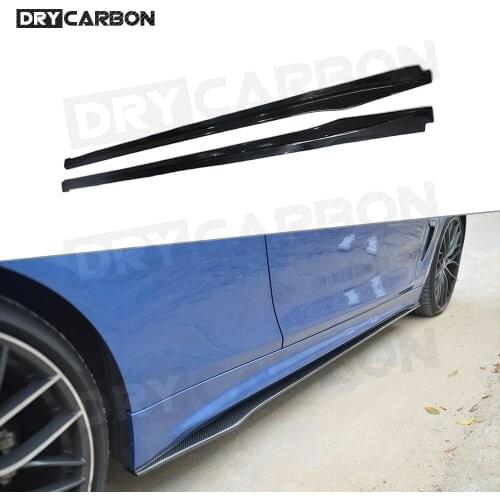 Dry Carbon Fiber Side Skirts Door Bumper Lip Aprons for BMW 4 Series F32 M Sport Coupe 2014-2018 Car Styling