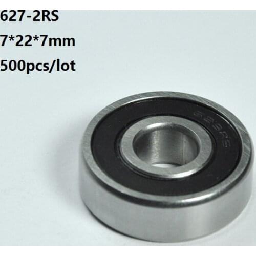500pcs/lot 7x22x7mm 627RS 627-2RS 627 RS 2RS Miniature mini ball bearings 7*22*7mm Double rubber cover Deep Groove Ball bearing