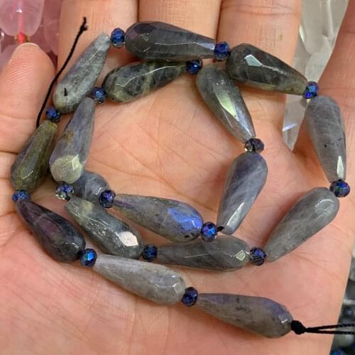 8x16mm Natural Rose Quartz Labradorite Amethyst Stone Beads 15'' Faceted Drop DIY Loose Beads For Jewelry Making Beads Necklace