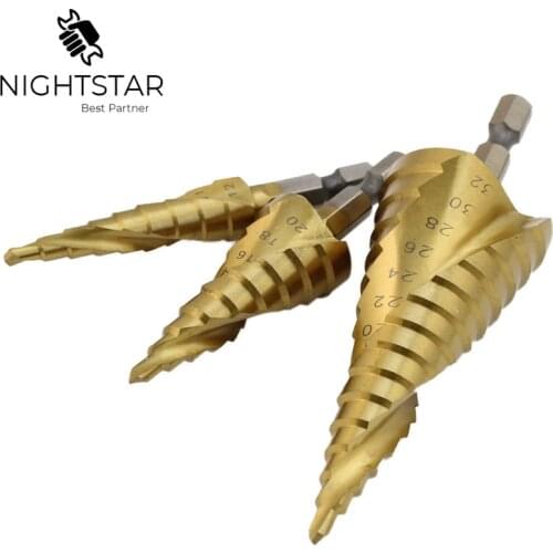 3Pcs/set Steel Titanium Coated Step Drill Bit Quick-change 1/4" Hex Shank w/ Bag For AIR POST