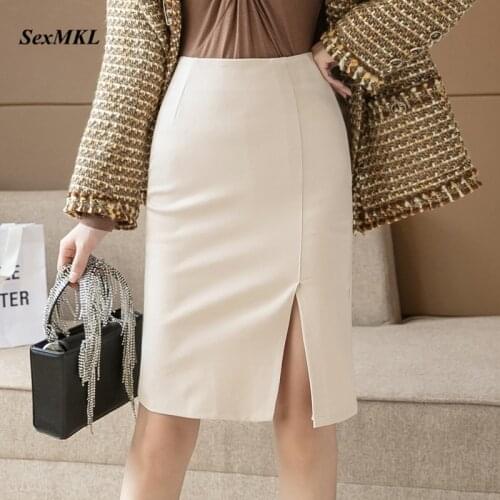 Elegant Bodycon Office Skirts Plus Size 2020 Fashion High Waist Black Pencil Korean Skirt Women Clothes Sexy Office Winter Skirt