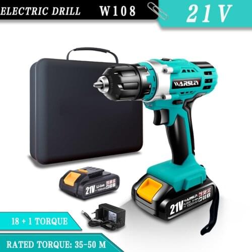 Electric screwdriver 21v cordless electric drill power tool lithium ion battery adjustable speed torque chuck automatic locking
