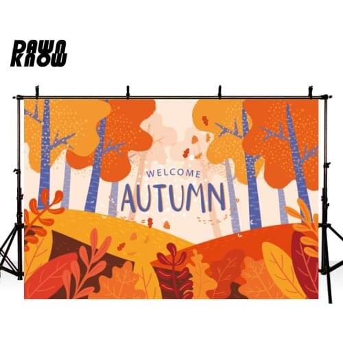 DAWNKNOW Customize Cartoon Forest Autumn Photography Background Backdrop Wallpaper Family Party Decorate Photocall Photo Studio