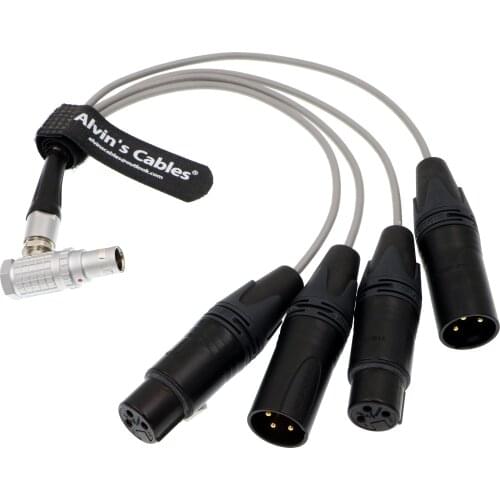 Alvins Cables Breakout Audio Input Output Cable for Atomos Shogun Monitor Recorder Right Angle 10 Pin to 4 XLR 3 Pin