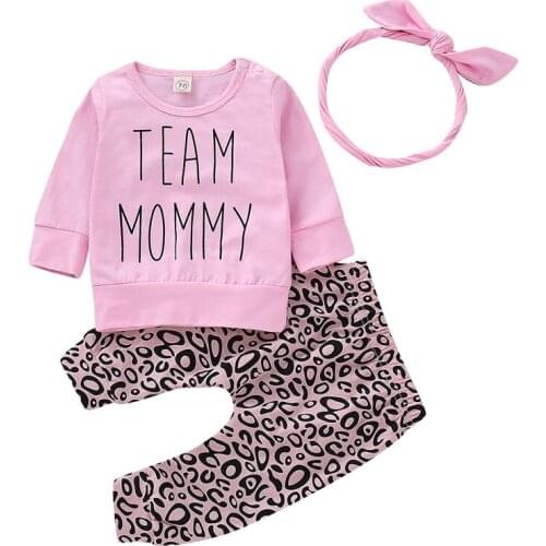 Winter Newborn Clothes Set Baby Girl Clothing Letter Print T-shirt Tops Pants Headband Cotton Baby Outfit Infant Clothing Set