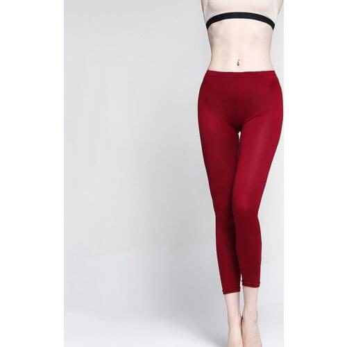 Women Legging Fashion Soft Black/ Wine Red Waist High Waist Leggings Elasticity Casual Solid Leggings For Feminina