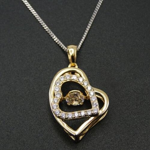 Hot Selling 925 Sterling Silver Dancing CZ Stone Heart Pendant Necklace For Engagement / Party / Birthday Gift
