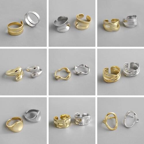Minimalist Gold Silver Geometric Finger Rings for Women Men 925 Sterling Silver French Female Rings Jewelry