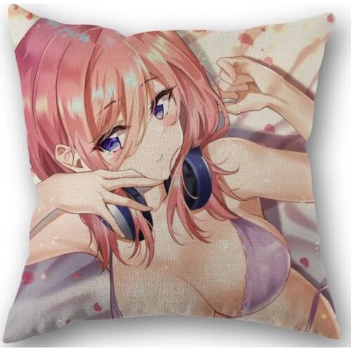Custom Nakano Miku Pillowcase Wedding Decorative Cotton Linen Pillow Case For Home Pillow Cover 45X45(One Sides)