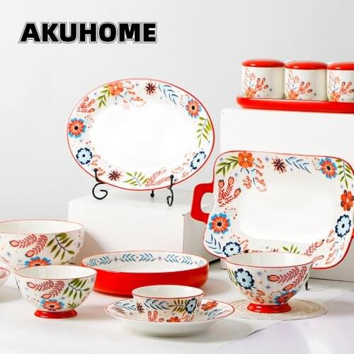 A Mood for Love Series Indie Pop Bowls and Plates Ceramic Tableware Household Bowls Personalized Rectangular Deep Dishes