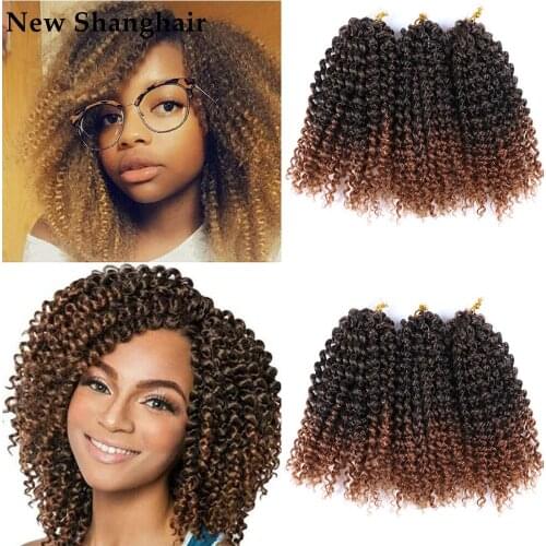 New Shanghair 8 Inch Marlybob Crochet Braids Hair 90g/pcs Afro Kinky Curly Synthetic Braiding Hair Extensions Jerry Curl
