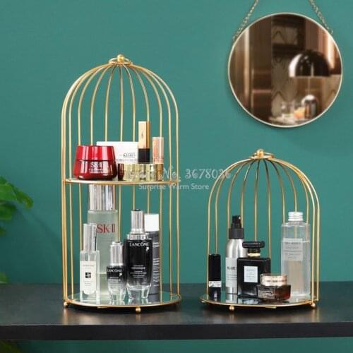 NEW Iron Art Makeup Organizer Jewelry Box Cosmetic Organizer Makeup Box Lipstick Perfume Shelf Holder Bathroom Organizer