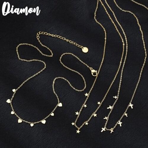 Diamon 2020 New Stainless Steel Heart Cross Star Necklace Cross Pendant Stainless Steel Necklace Pendant Jewelry Gift