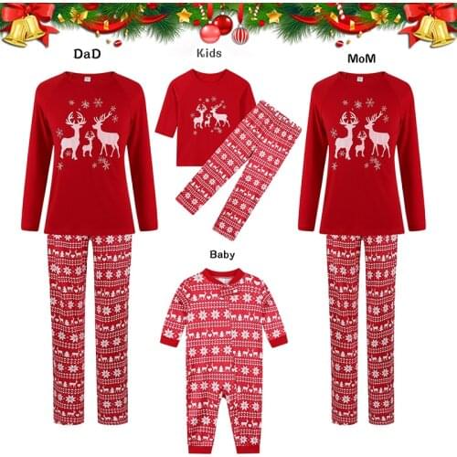 Christmas Deer Pajamas Set Elk Family Matching Outfits Father Mother Children & Baby Sleepwear Xmas Mommy and Me Pjs Clothes