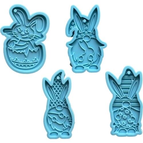 DIY Crafts Jewelry Epoxy Resin Mold Dwarf Rabbit Keychain Pendant Silicone Mould AXYD