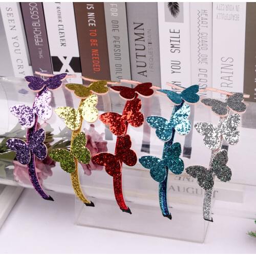 1PC Girls Glitter Butterfly Hairband Kids Princess Headband Party Girls Hair Accessories Shiny Handmade Children Headwear