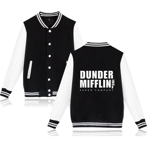 The Office TV Show Dunder Mifflin Sweatshirt Baseball Jacket Men Women Uniform Coat Comfortable Cotton hoodies Casual Clothes