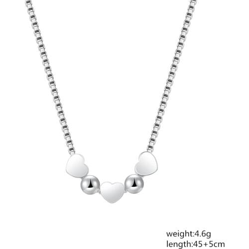 925 Sterling Silver Fashion Brushed Love Heart Pendant Heart Shape Necklace Clavicle Chain 18 Inch Womens Party Womens Jewelry