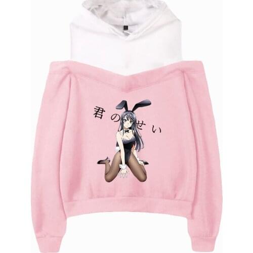 Women Sweatshirts Bunny Girl Seishun Buta Yaro Off-shoulder Hoodies Printed Sexy Womens Hoodie Spring Autumn Girls Clothes