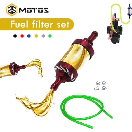 ZS MOTOS Gasoline Filter 8mm+Oil Tube+Clamp Set Petrol Fuel Oil Filter Oil Tube For Pit Dirt Quad Bike Motorcycle ATV Scooter