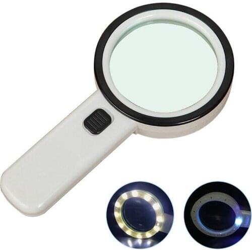 10X Illuminated Magnifying Glass Handle Illuminated Magnifier with LED UV Lighting Large Size 90mm Double Optical Glass Lens