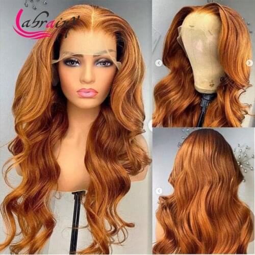 13X6 Orange Ginger Human Hair HD Lace Frontal Wigs Body Wave Lace Front Honey Blonde Wig Woman Brown Colored Full Pre Plucked