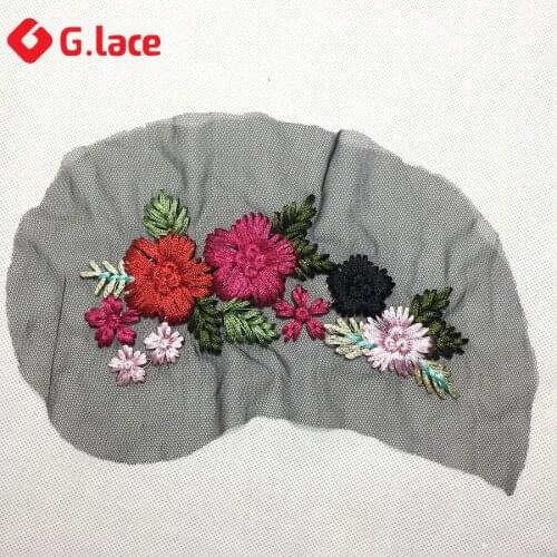 GLace 2pieces embroidery DIY Lace 18*8cm lace Appliques embroidery patches trim craft supplies Collar Trim GL016