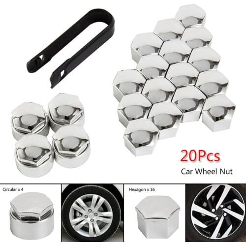 20pcs 17mm Wheel Nut Bolt Head Cover Cap Head Cover Cap Wheel Nut Bolt Electroplate Tire Wheel Screw Bolts Wheel Hub Nut