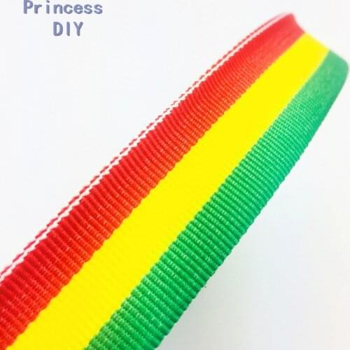 5M/Lot 25mm Polyester Nylon Grosgrain Tape Green Yellow Red Ribbon Stripe 1'' Webbing Trim DIY Bag Shoes Hat Garment Accessory