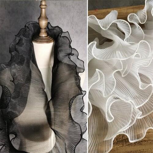 5 Yards Sheer Pleated lace trim Organza Ruffled lace trim For DIY Sewing Costume Apparel Wedding Dress Collar Cuff Fashion Show