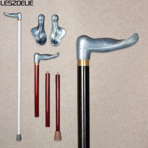 Left And Right Blue Handle Walking Stick Men Fashion Decorative Wooden Stick Women Elegant Cane Vintage Detachable Walking Stick